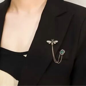 Elegant Gold and Green Bee Brooch